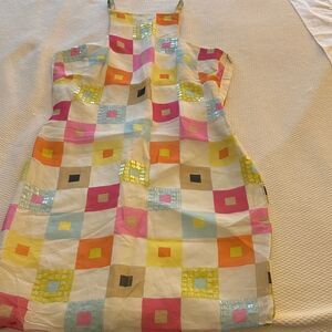 2 Layer Dress with Colorful Square Pattern Offset with Sequins.
